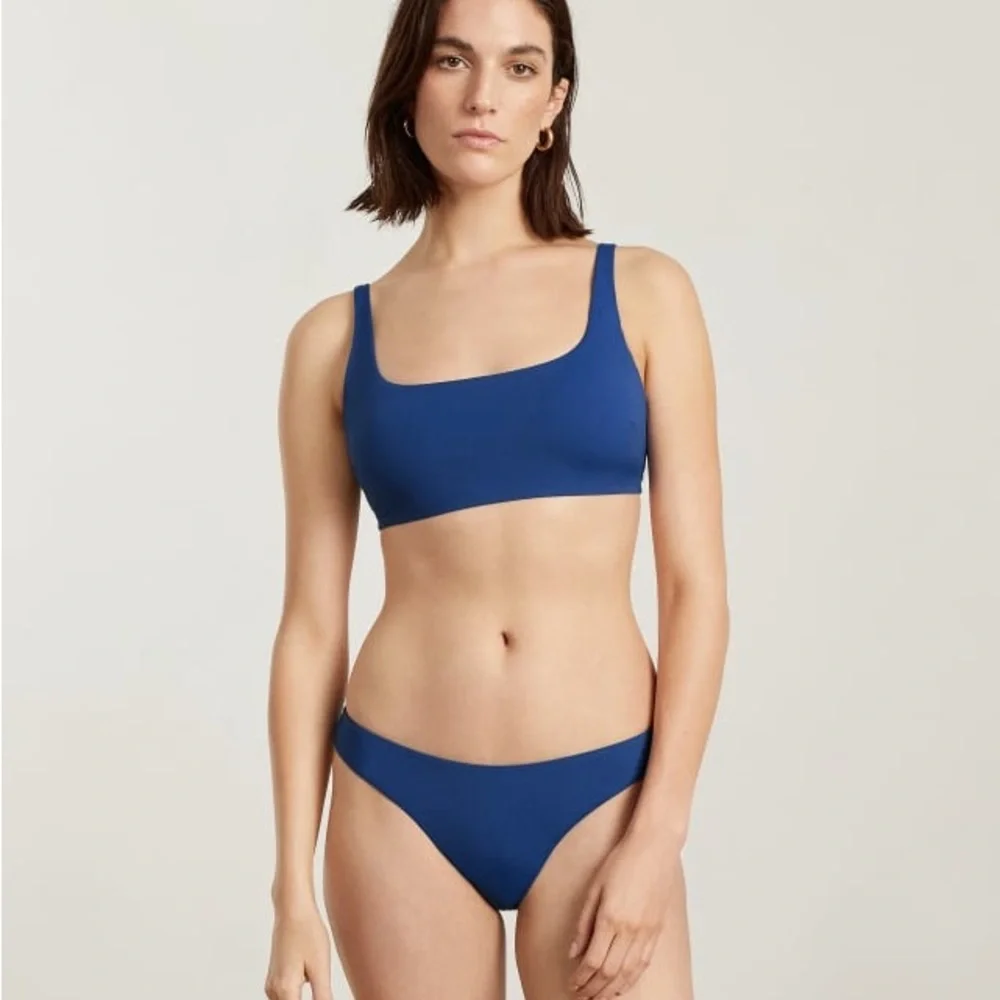 (BN32) Everlane Blue The Square-Neck Bikini Top ONLY, Size‎ Large, NWT
